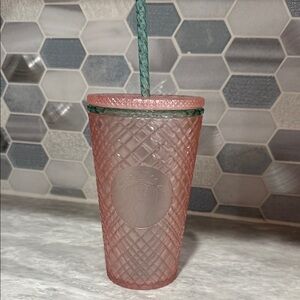 Starbucks Rose Tumbler with Green Straw